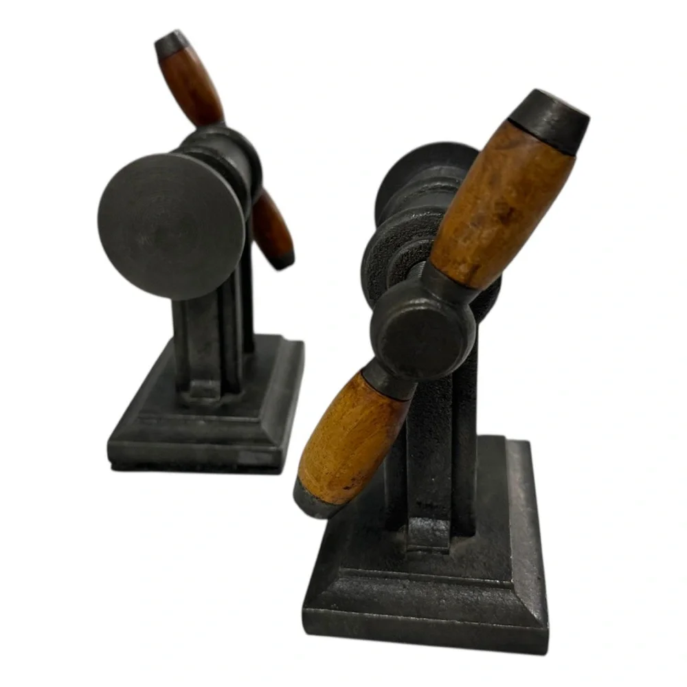 Restoration Hardware Pair Of Cast Iron Vise Screws Industrial Bookends